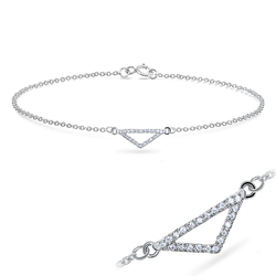 CZ Setting Triangle Shape Silver Bracelet BRS-441